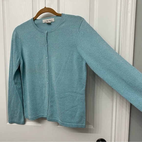 Jetal Button Up Silk Blend Cardigan Metallic Size Small Womens - Picture 4 of 8